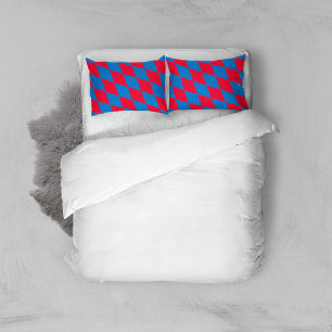 Blue and Red Bavaria Diamond Flag Pattern Pillowcase
