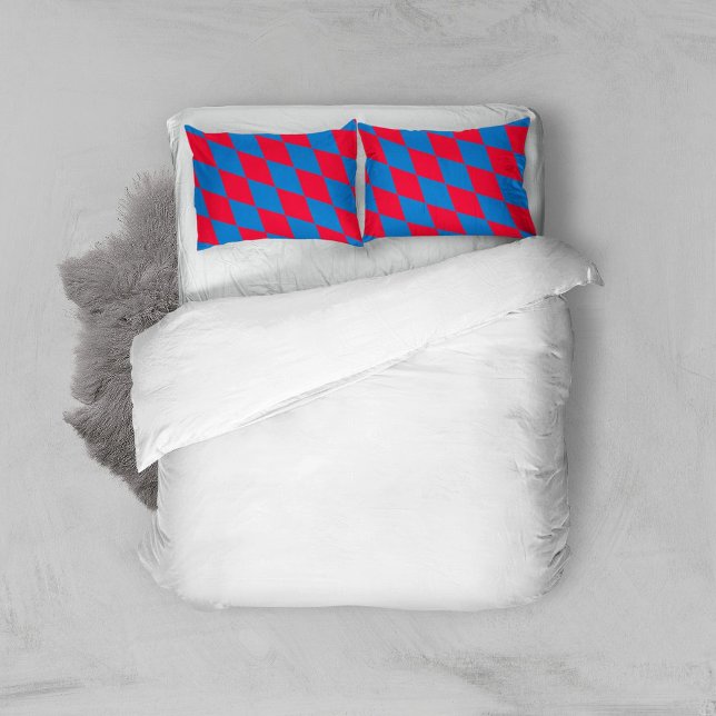 Blue and Red Bavaria Diamond Flag Pattern Pillowcase (Creator Uploaded)