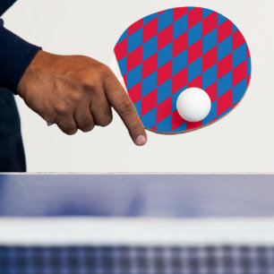 Blue and Red Bavaria Diamond Flag Pattern Ping Pong Paddle