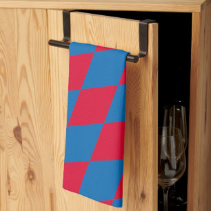 Blue and Red Bavaria Diamond Flag Pattern Tea Towel
