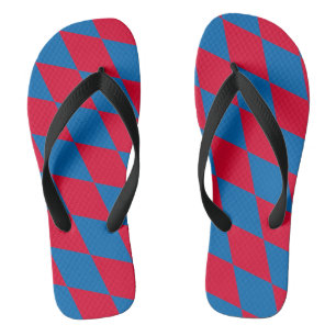 Blue and Red Bavaria Diamond Flag Pattern Thongs