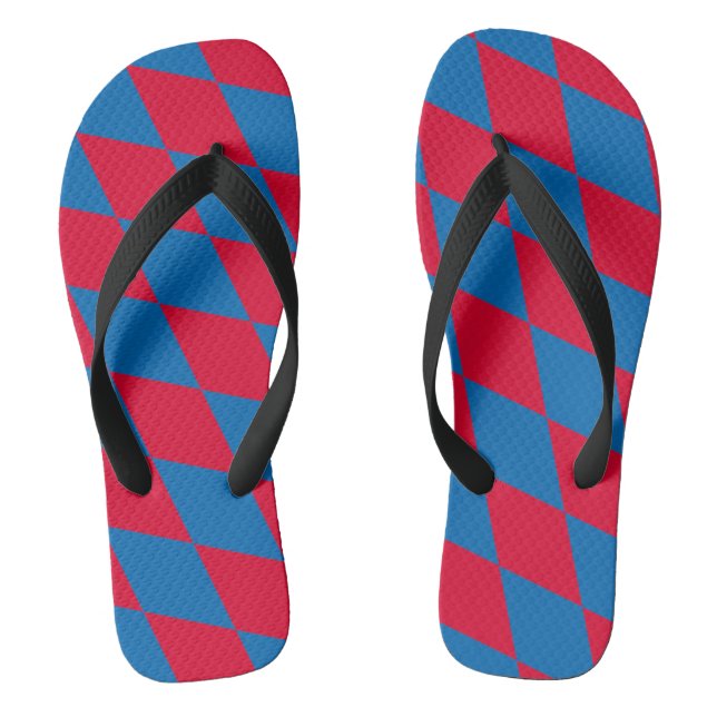 Blue and Red Bavaria Diamond Flag Pattern Thongs (Footbed)