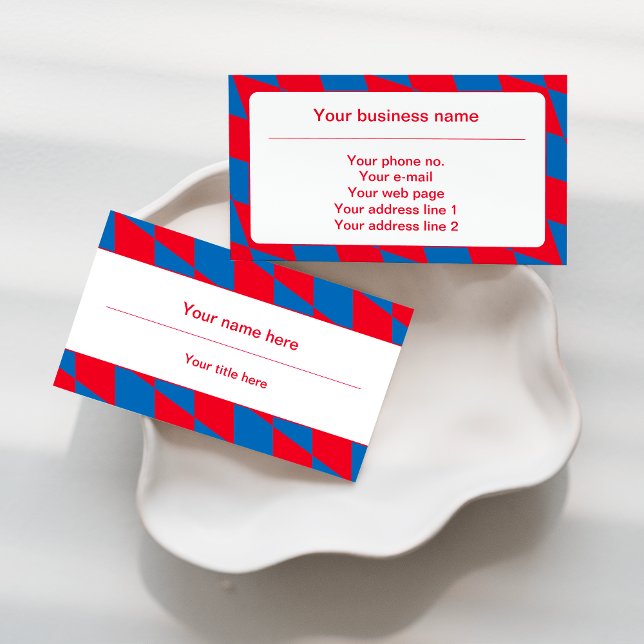 Blue and Red Bavarian Diamond Flag Pattern Business Card (Creator Uploaded)
