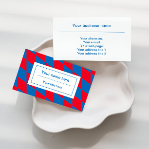 Blue and Red Bavarian Diamond Flag Pattern Business Card
