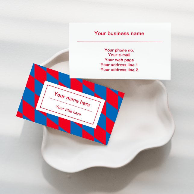 Blue and Red Bavarian Diamond Flag Pattern Business Card (Creator Uploaded)