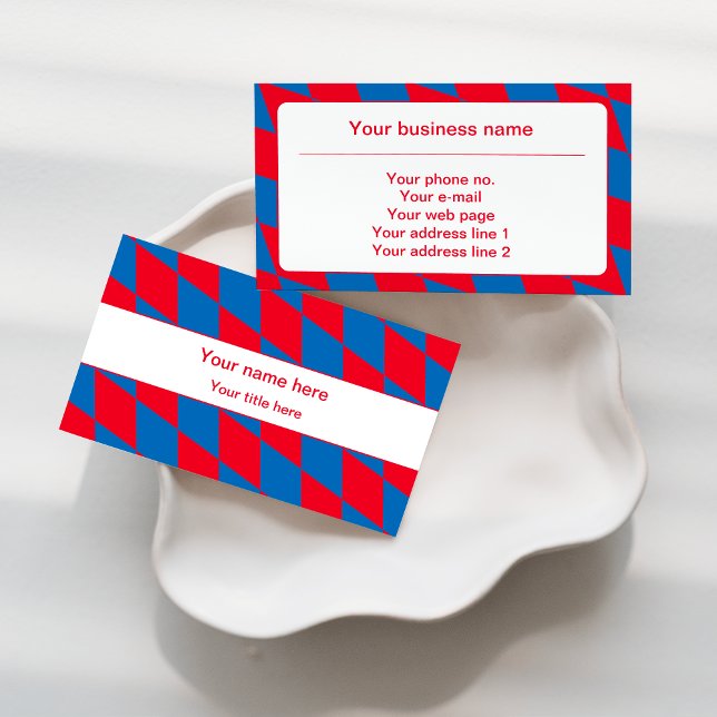 Blue and Red Bavarian Diamond Flag Pattern Business Card (Creator Uploaded)