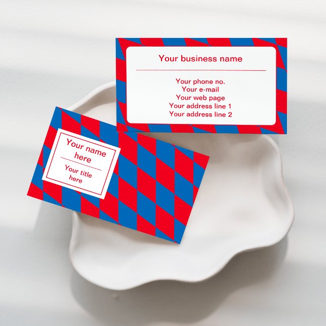 Blue and Red Bavarian Diamond Flag Pattern Business Card (Creator Uploaded)