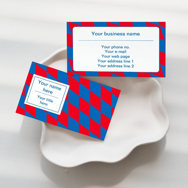 Blue and Red Bavarian Diamond Flag Pattern Business Card (Creator Uploaded)