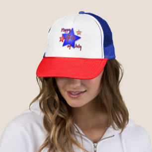 Blue And Red Big Stars Trucker Hat