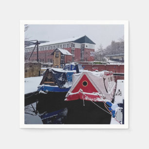 Blue and red boat napkin