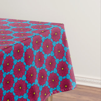 Blue and red boho pattern mandala style tablecloth