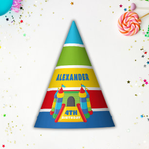 Blue and red Bounce house, play and jump Party Hat