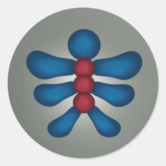 Blue and red bubble man classic round sticker (Front)