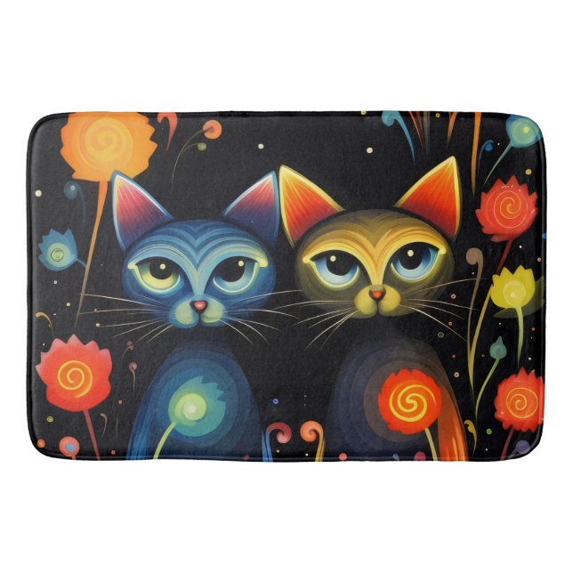 Blue and red cats bath mat (Front)