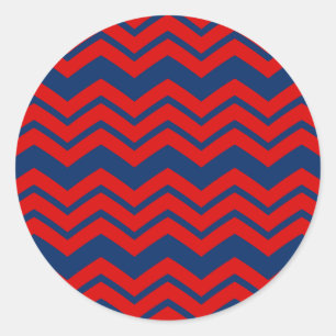 Blue and Red Chevron Pattern Design  Classic Round Sticker