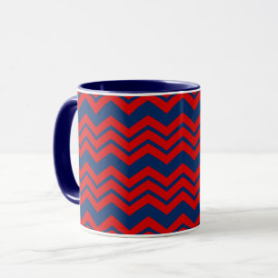 Blue and Red Chevron Pattern Design Mug