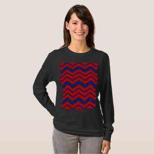 Blue and Red Chevron Pattern Design T-Shirt