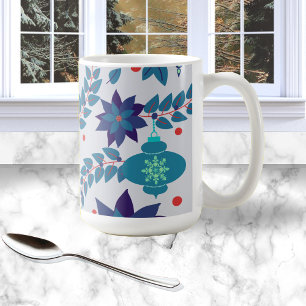 Blue and Red Christmas Ornament Mug