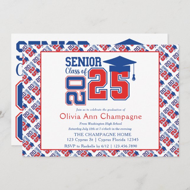 Blue and Red Class of 2025 Card (Front/Back)