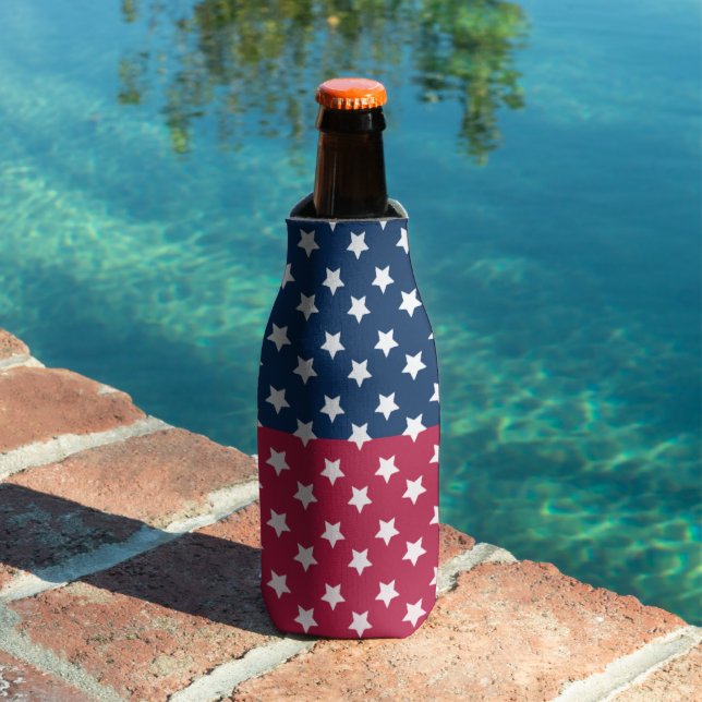 Blue And Red Colour Block With White Stars Bottle Cooler (In Situ Pool)