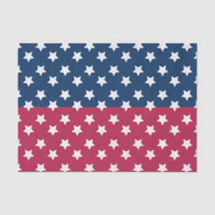 Blue And Red Colour Block With White Stars Tissue Paper