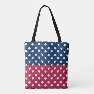 Blue And Red Colour Block With White Stars Tote Bag