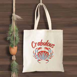Blue and red crab, Crabulous, fisherman Tote Bag