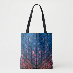BLUE AND RED CUBIST BUILDING TOTE BAG