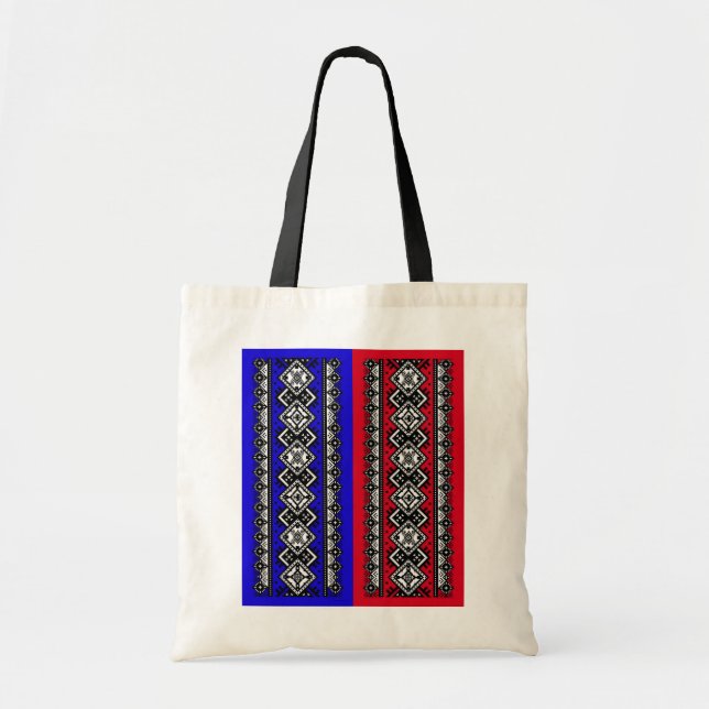 Blue and Red Embroidery Tote Bag (Front)