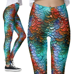 Blue and Red Fantasy Dragon Costume Leggings