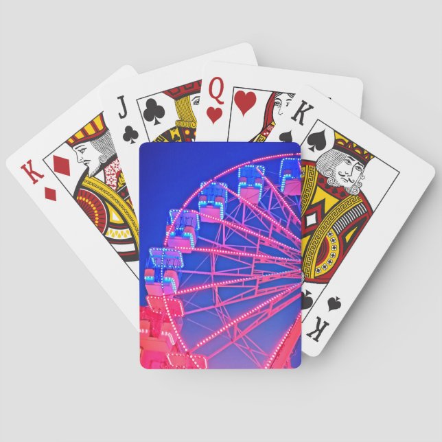 Blue and red Ferris wheel Playing Cards (Back)