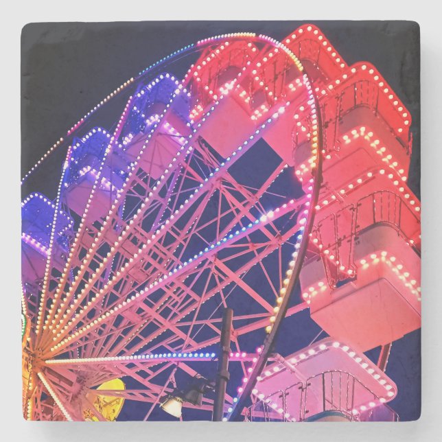 Blue and red Ferris wheel Stone Coaster (Front)