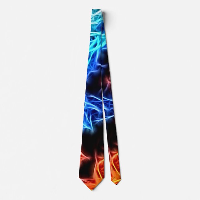 Blue and red flames, electric, electrified tie (Front)