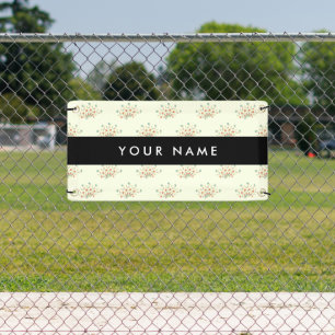 Blue and Red Flowers, Black, Your Name Banner