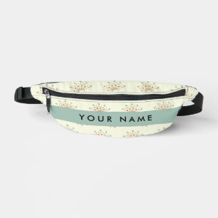 Blue and Red Flowers, Blue, Your Name Bum Bags