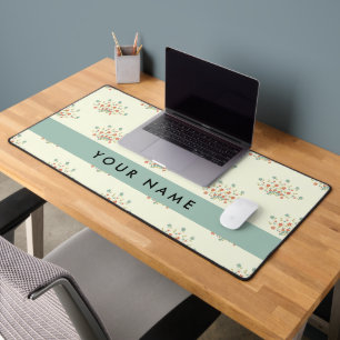 Blue and Red Flowers, Blue, Your Name Desk Mat