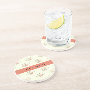 Blue and Red Flowers, Red, Your Name Coaster