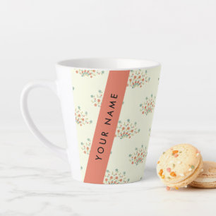 Blue and Red Flowers, Red, Your Name Latte Mug