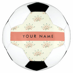 Blue and Red Flowers, Red, Your Name Soccer Ball