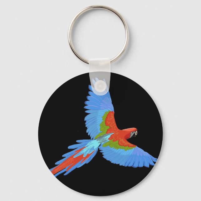 Blue and Red Flying Macaw Key Ring (Front)