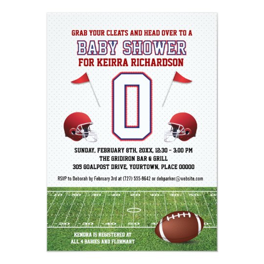 Blue and Red Football Baby Shower Card