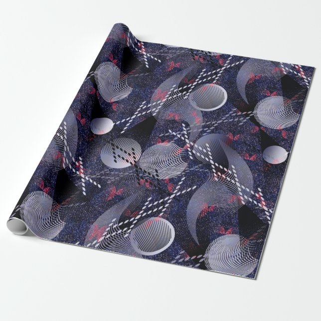 Blue and red geometric abstraction. wrapping paper (Unrolled)