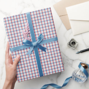 Blue and Red Gingham Wrapping Paper