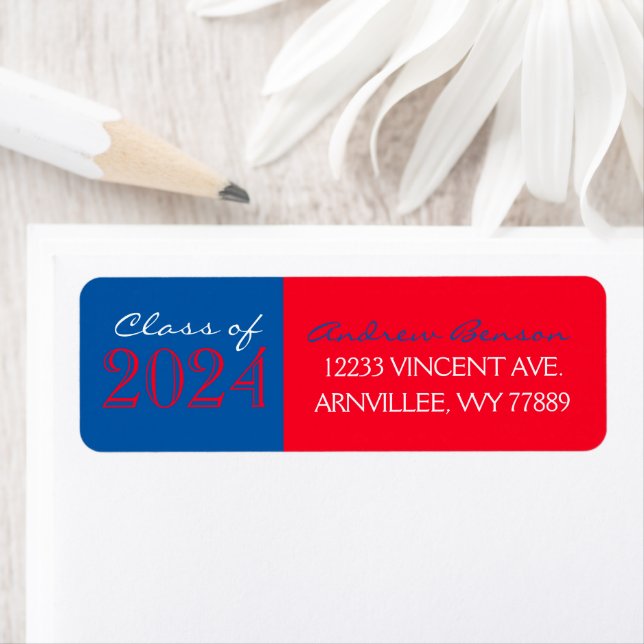 Blue and Red Graduation Return Address Labels (Insitu)