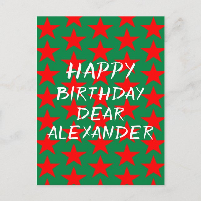 Blue And Red Happy Birthday Postcard (Front)
