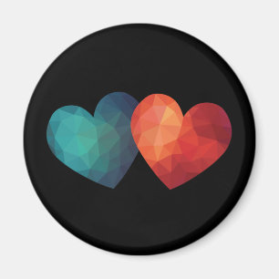 Blue and red heart pair modern hitech design magnet