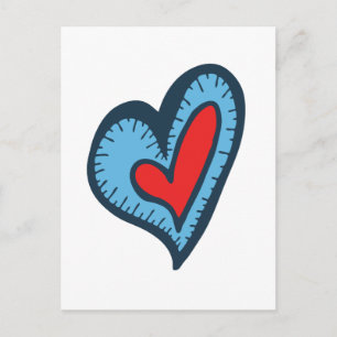 Blue and Red Heart Postcard