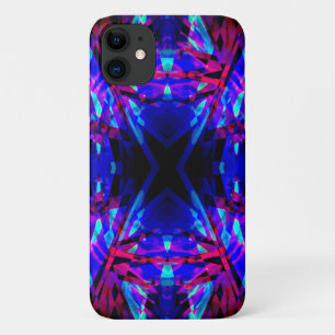 Blue and red kaleidoscope pattern iPhone 11 case
