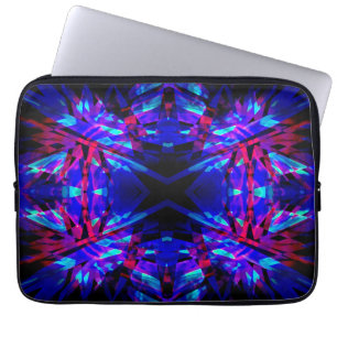 Blue and red kaleidoscope pattern laptop sleeve
