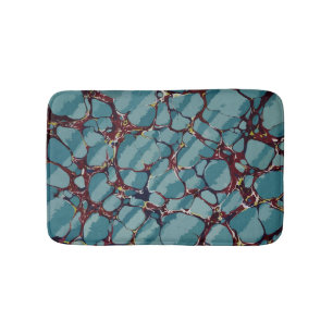 Blue And Red Marble Stone Bath Mat